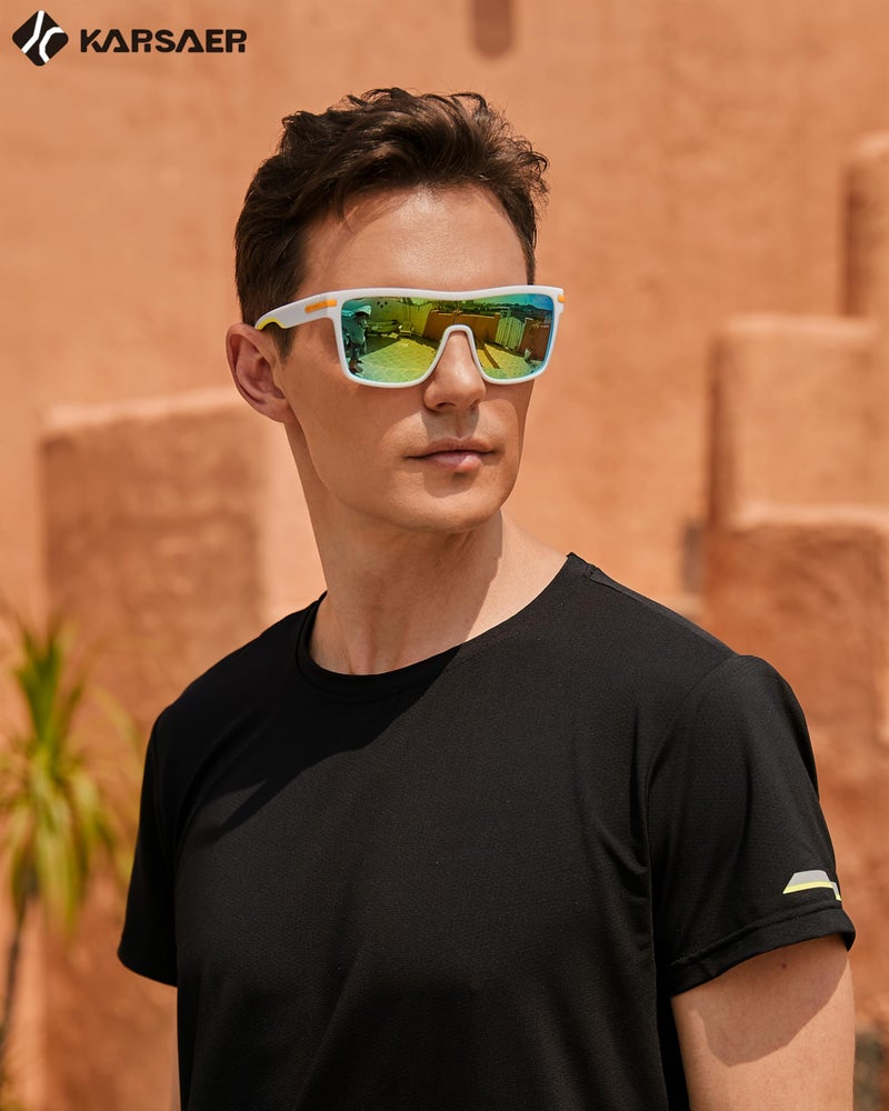 Karsaer Flat Top TR90 Polarized Sports Mens Sunglasses Vintage Square Cycling Running Fishing Golf Hiking Sports Glasses - Image 2